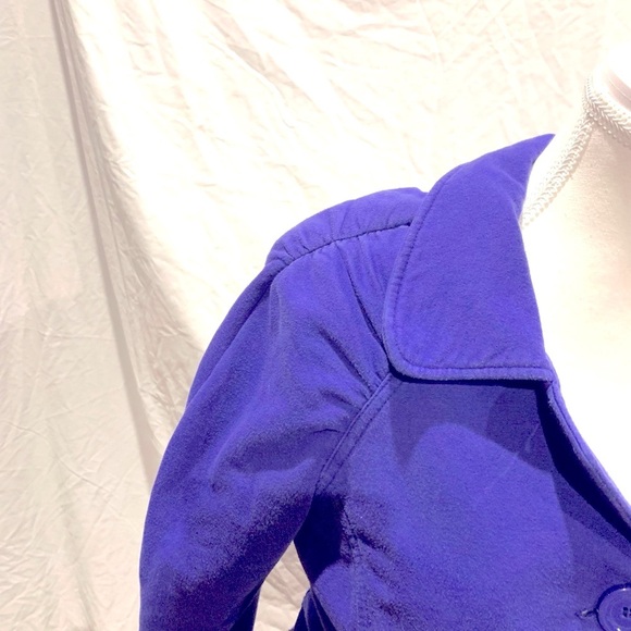 Y2K Women’s Large Soft Cotton Trench Coat Purple Belted Jacket puffy sleeve Sexy - Picture 5 of 7